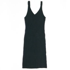 Reformation Black Ribbed Knit Dress